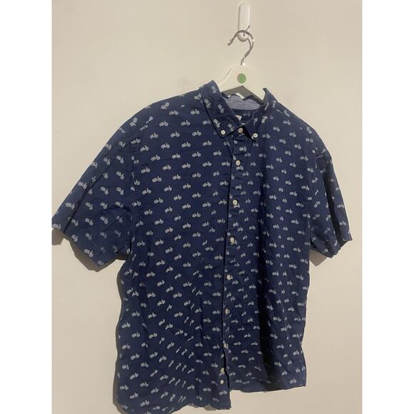 Crown & Ivy Shirt Blue And White Bicycle XL Button Up Short Sleeve - Picture 2 of 5